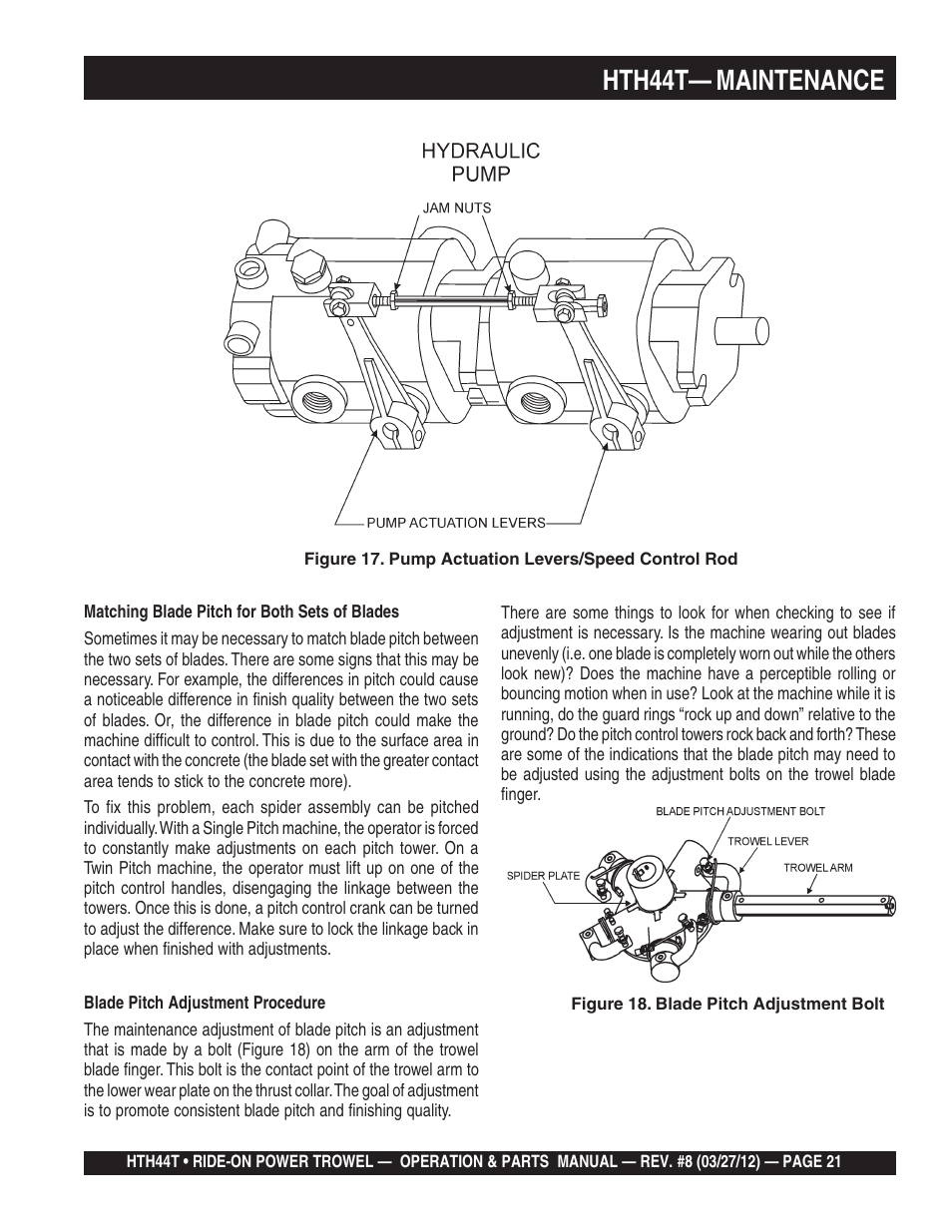 Hth44t— maintenance | Multiquip HTH44T User Manual | Page 21 / 164