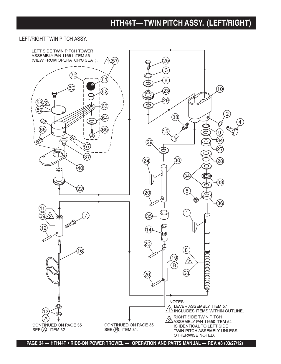 Hth44t— twin pitch assy. (left/right) | Multiquip HTH44T User Manual | Page 34 / 164
