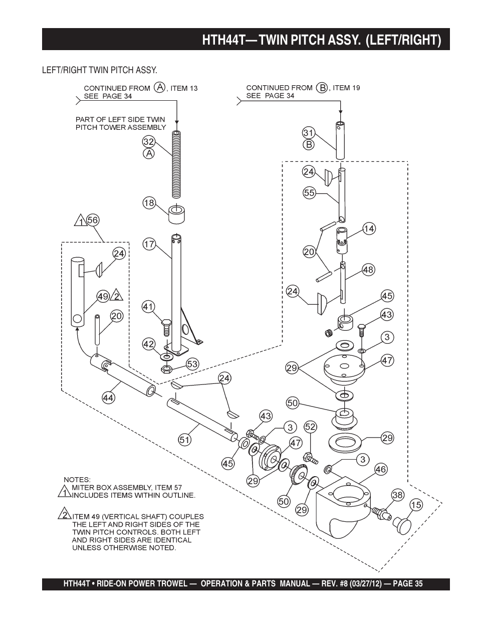 Hth44t— twin pitch assy. (left/right) | Multiquip HTH44T User Manual | Page 35 / 164