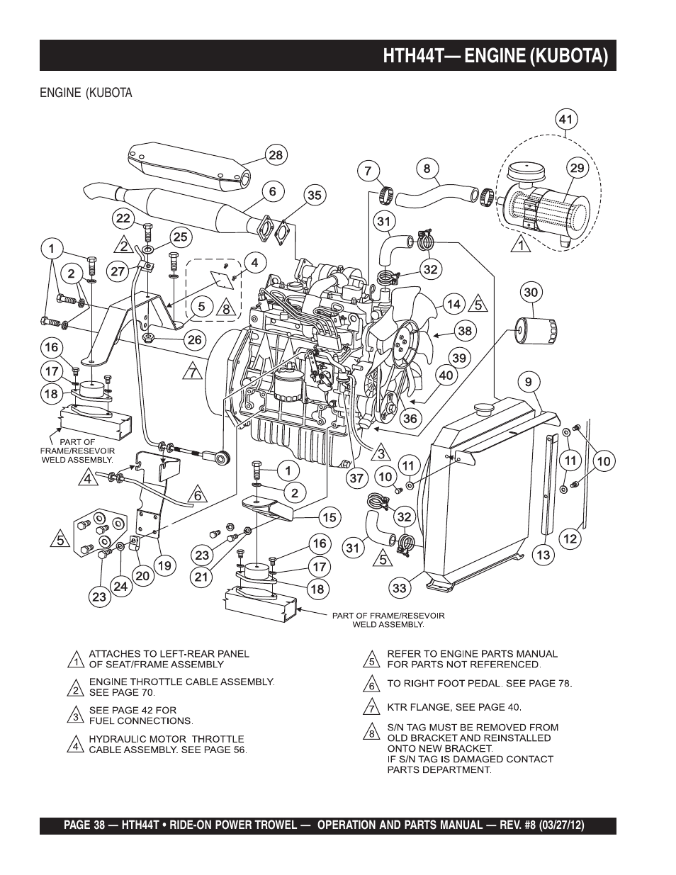 Hth44t— engine (kubota) | Multiquip HTH44T User Manual | Page 38 / 164