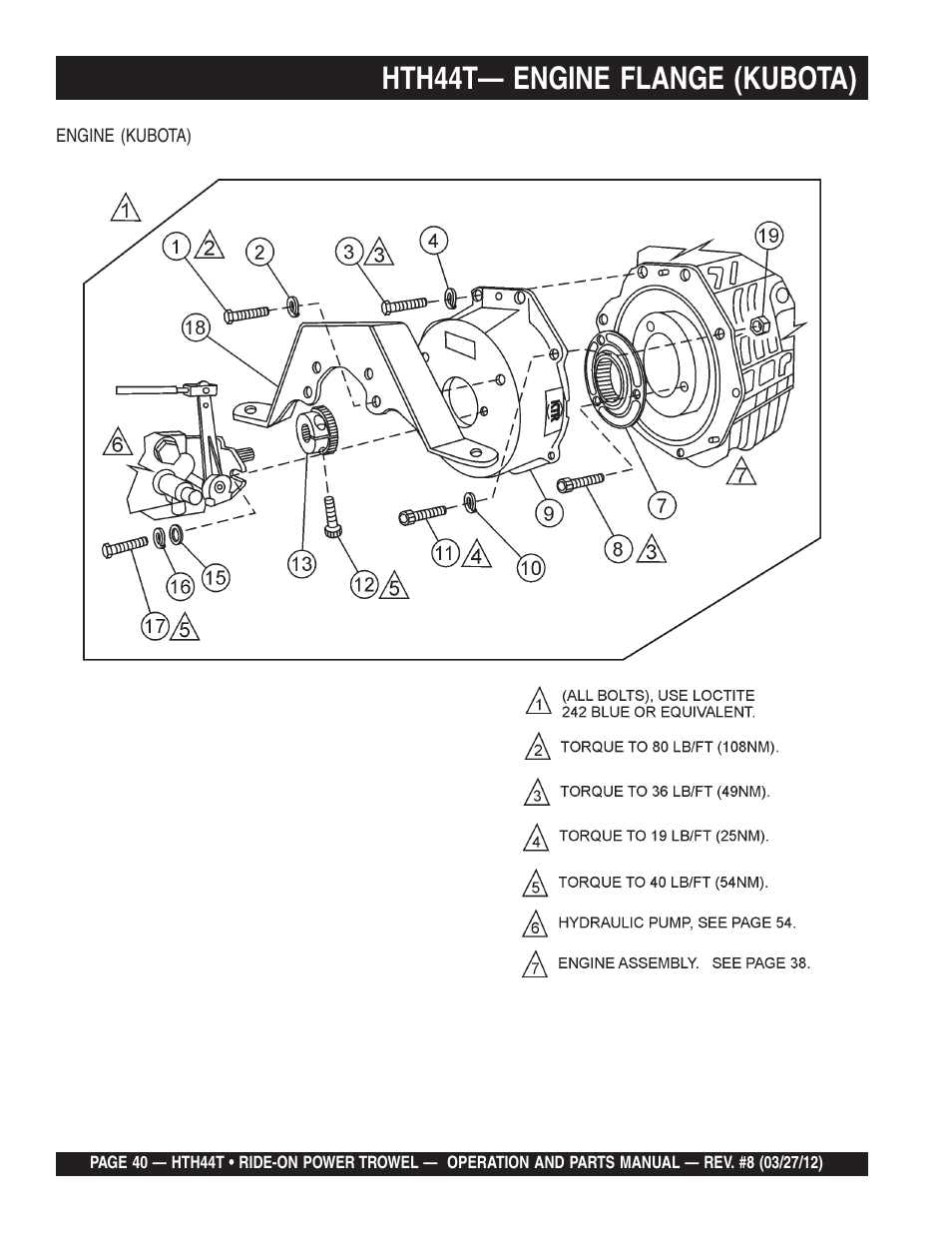 Hth44t— engine flange (kubota) | Multiquip HTH44T User Manual | Page 40 / 164
