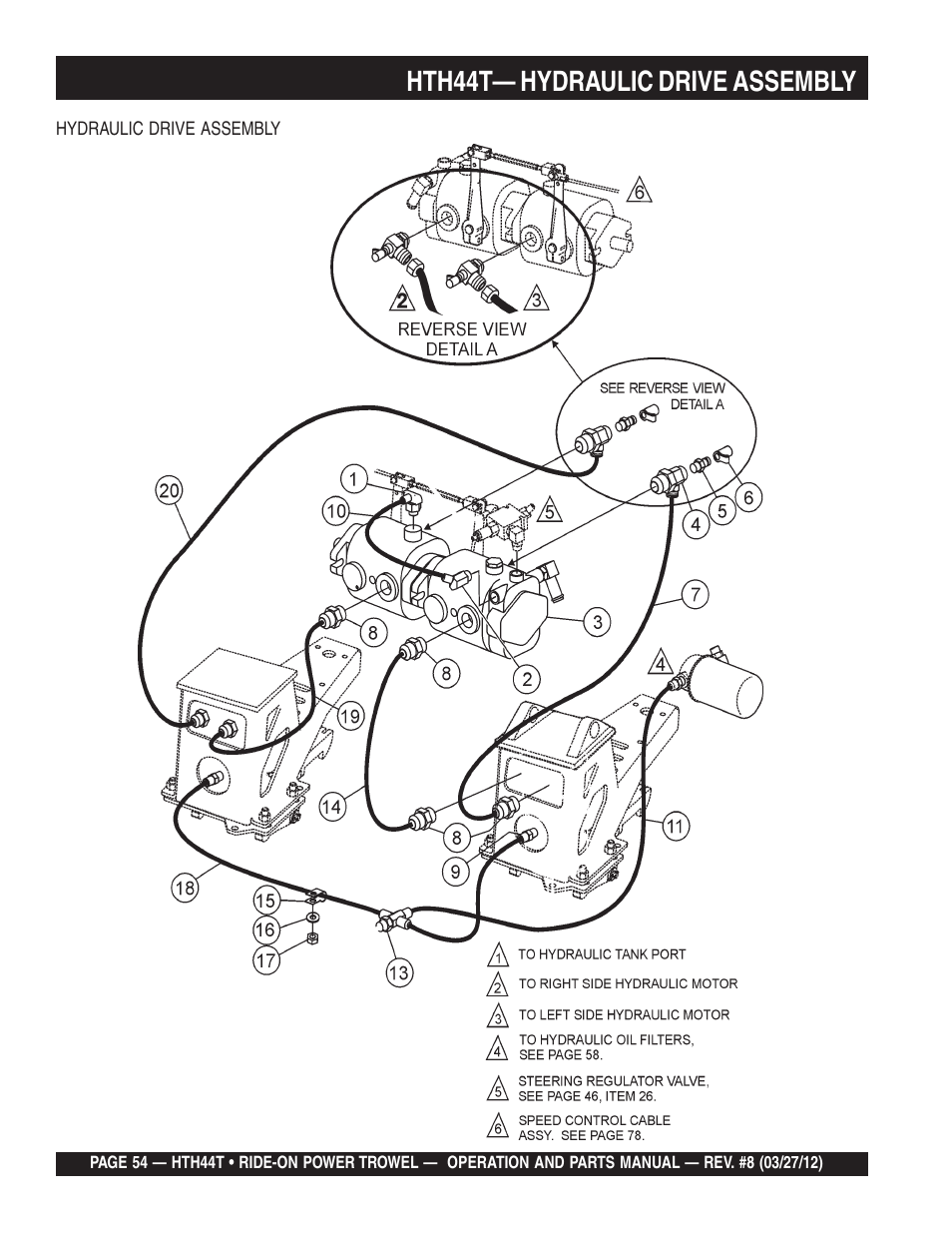 Hth44t— hydraulic drive assembly | Multiquip HTH44T User Manual | Page 54 / 164