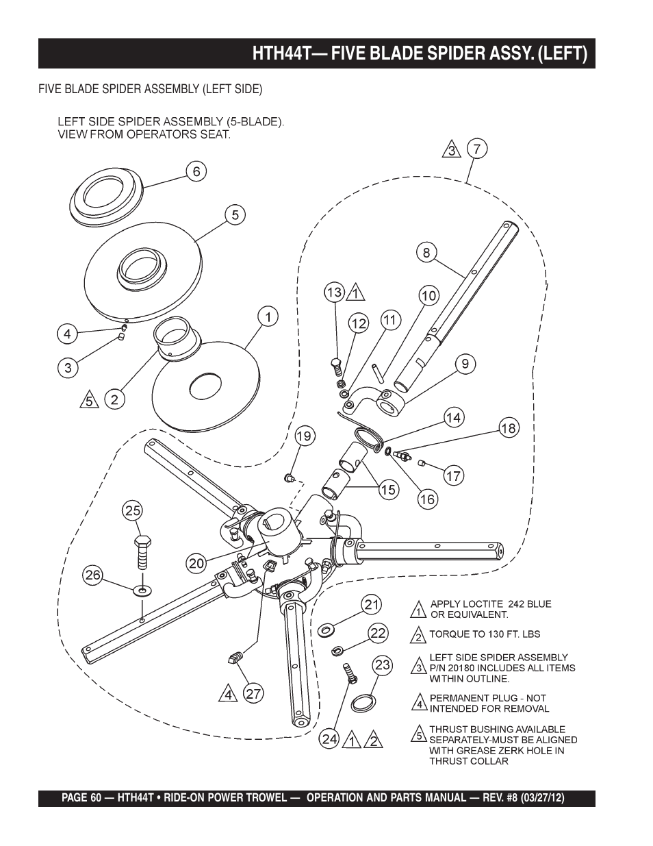 Hth44t— five blade spider assy. (left) | Multiquip HTH44T User Manual | Page 60 / 164