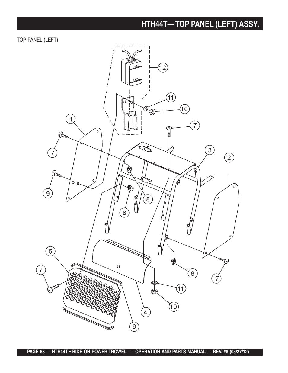 Hth44t— top panel (left) assy | Multiquip HTH44T User Manual | Page 68 / 164