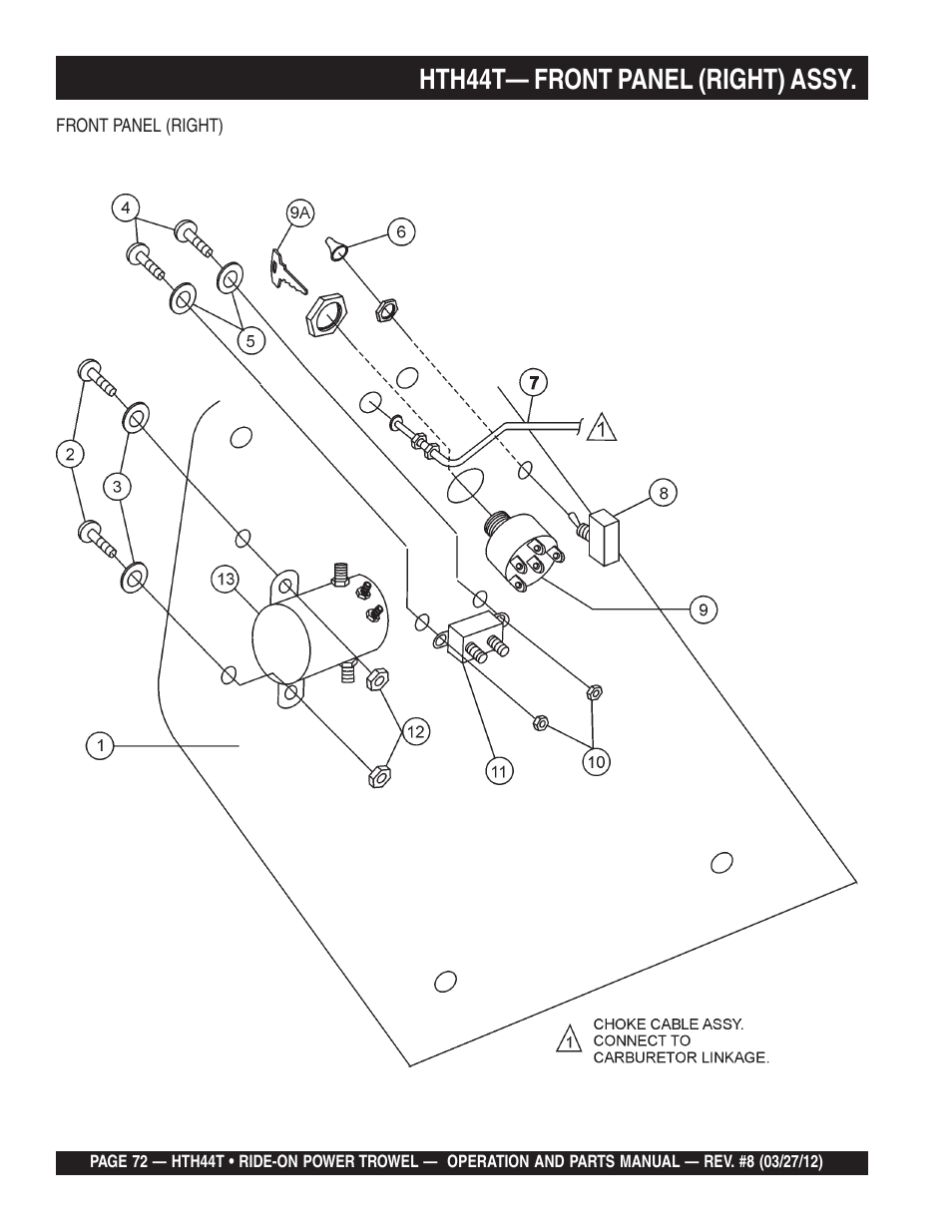 Hth44t— front panel (right) assy | Multiquip HTH44T User Manual | Page 72 / 164