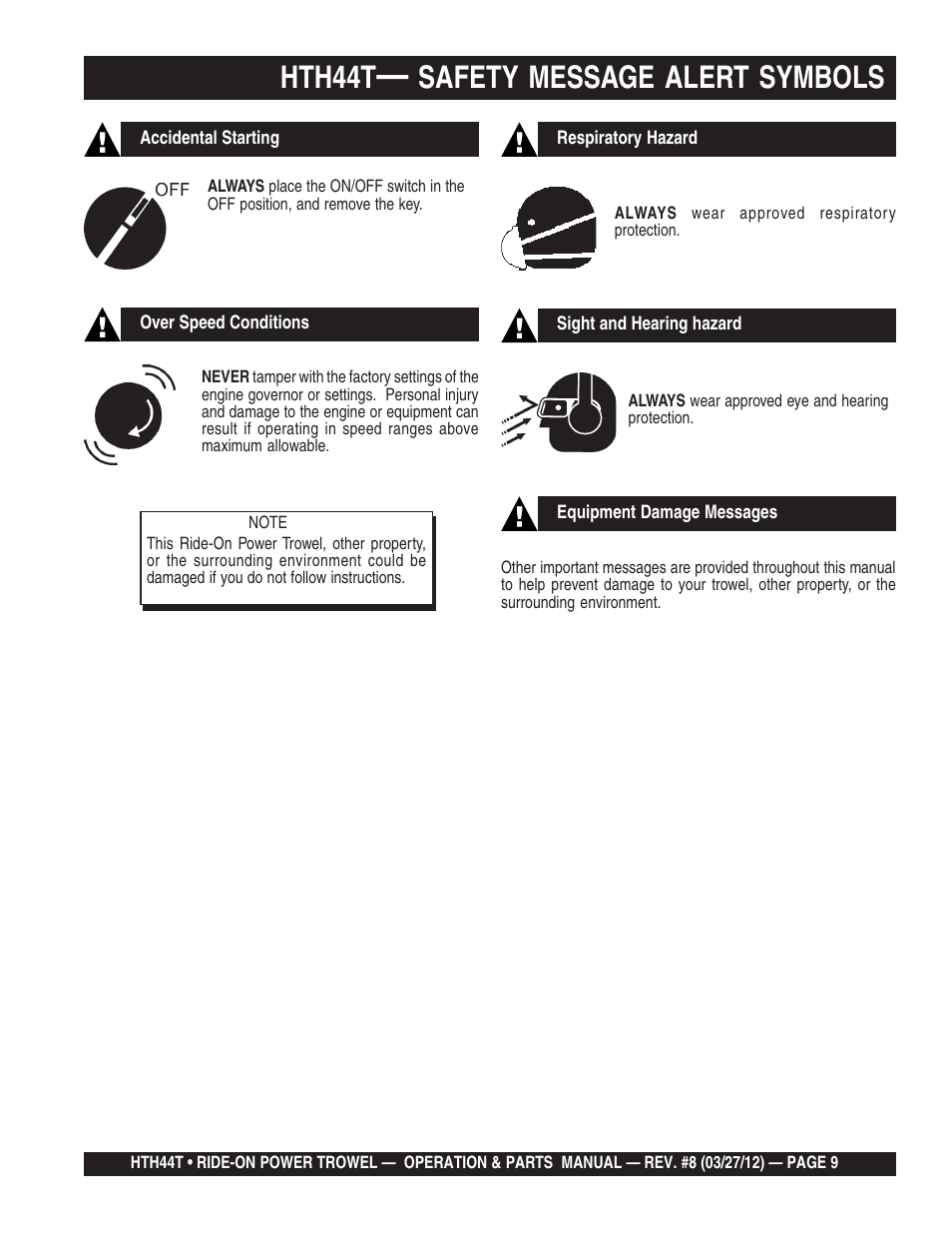 Hth44t, Safety message alert symbols | Multiquip HTH44T User Manual | Page 9 / 164