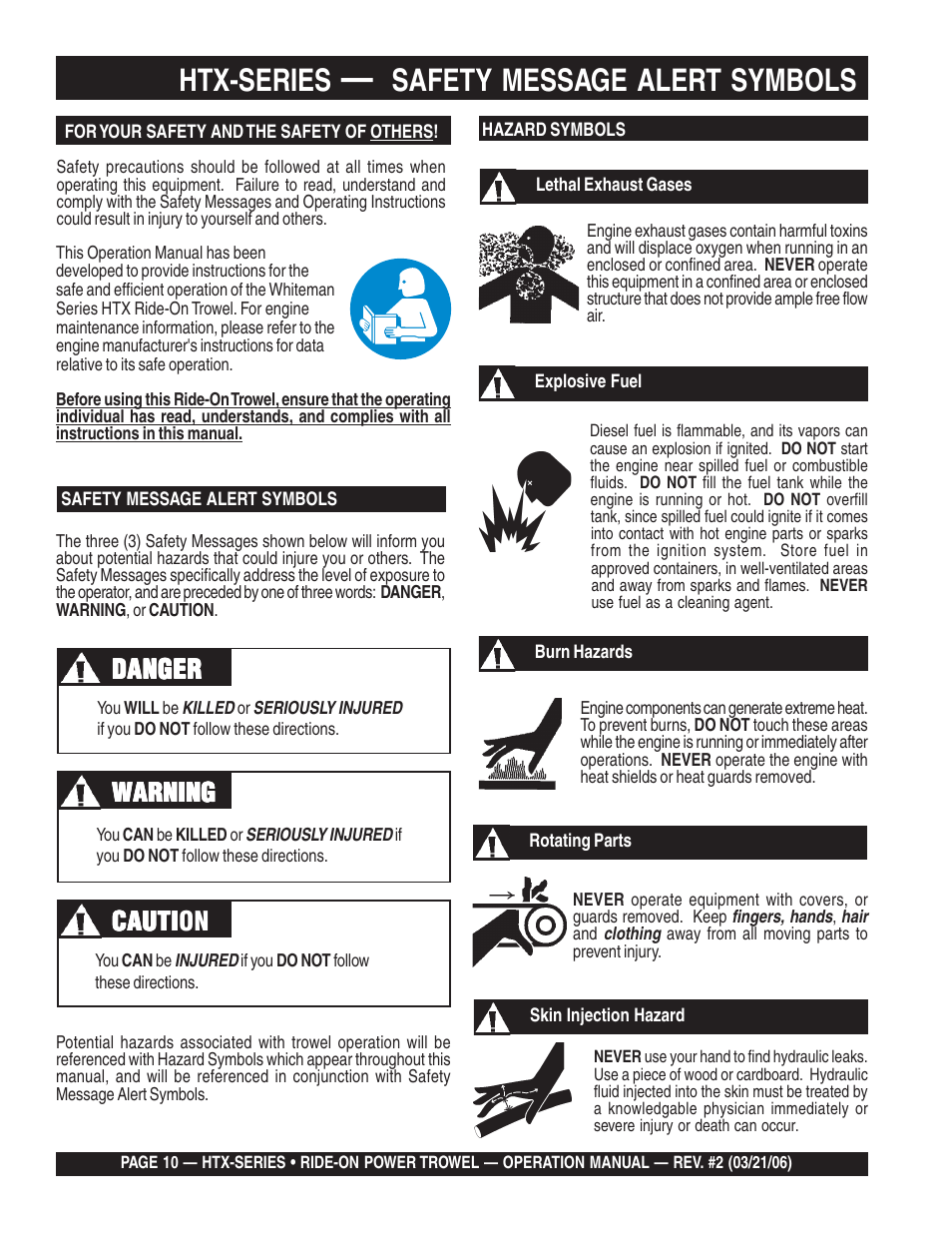 Htx-series, Safety message alert symbols, Cauti | Multiquip HTX44K4_K5 User Manual | Page 10 / 46