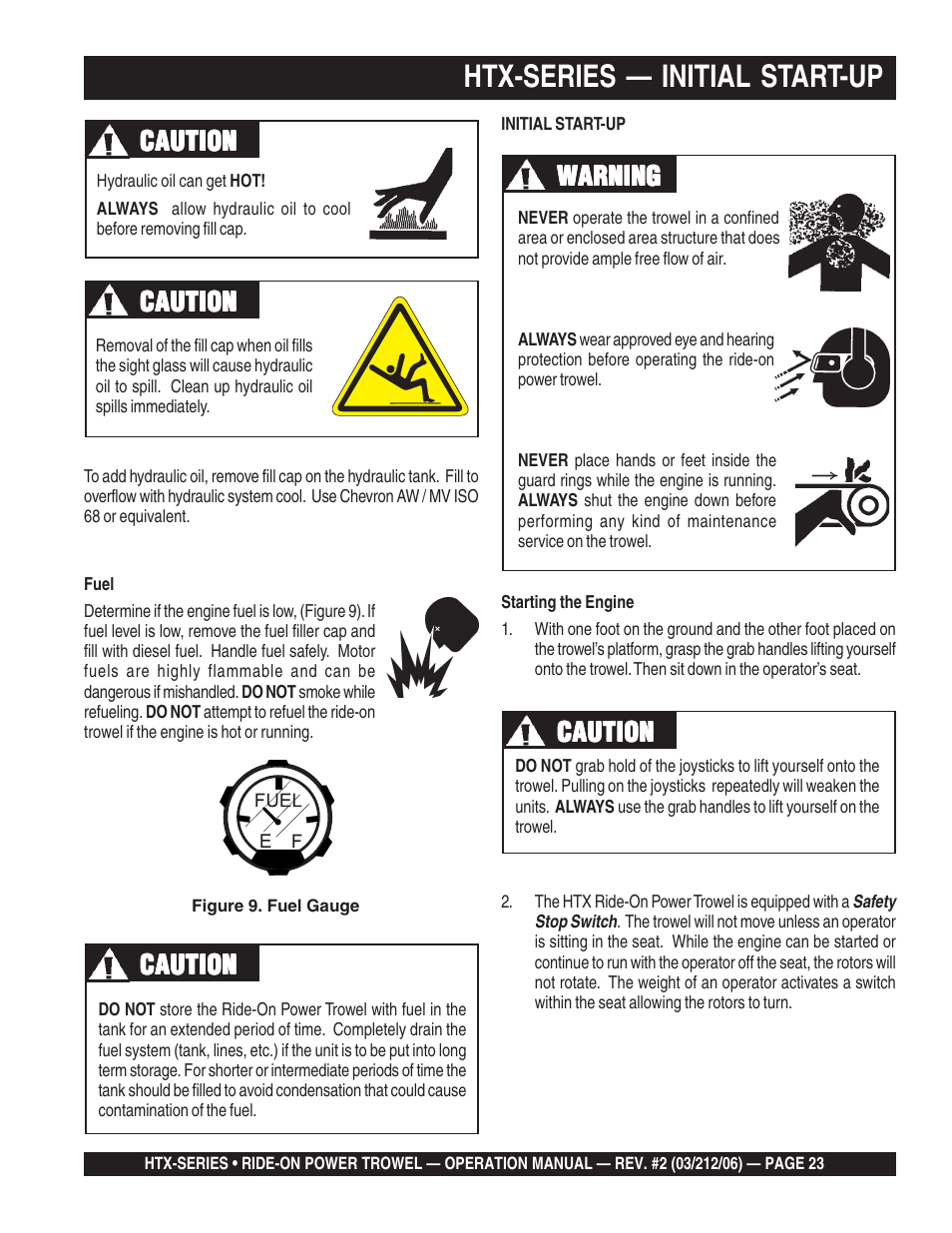 Htx-series — initial start-up, Caution, Caution warning warning warning warning warning | Multiquip HTX44K4_K5 User Manual | Page 23 / 46