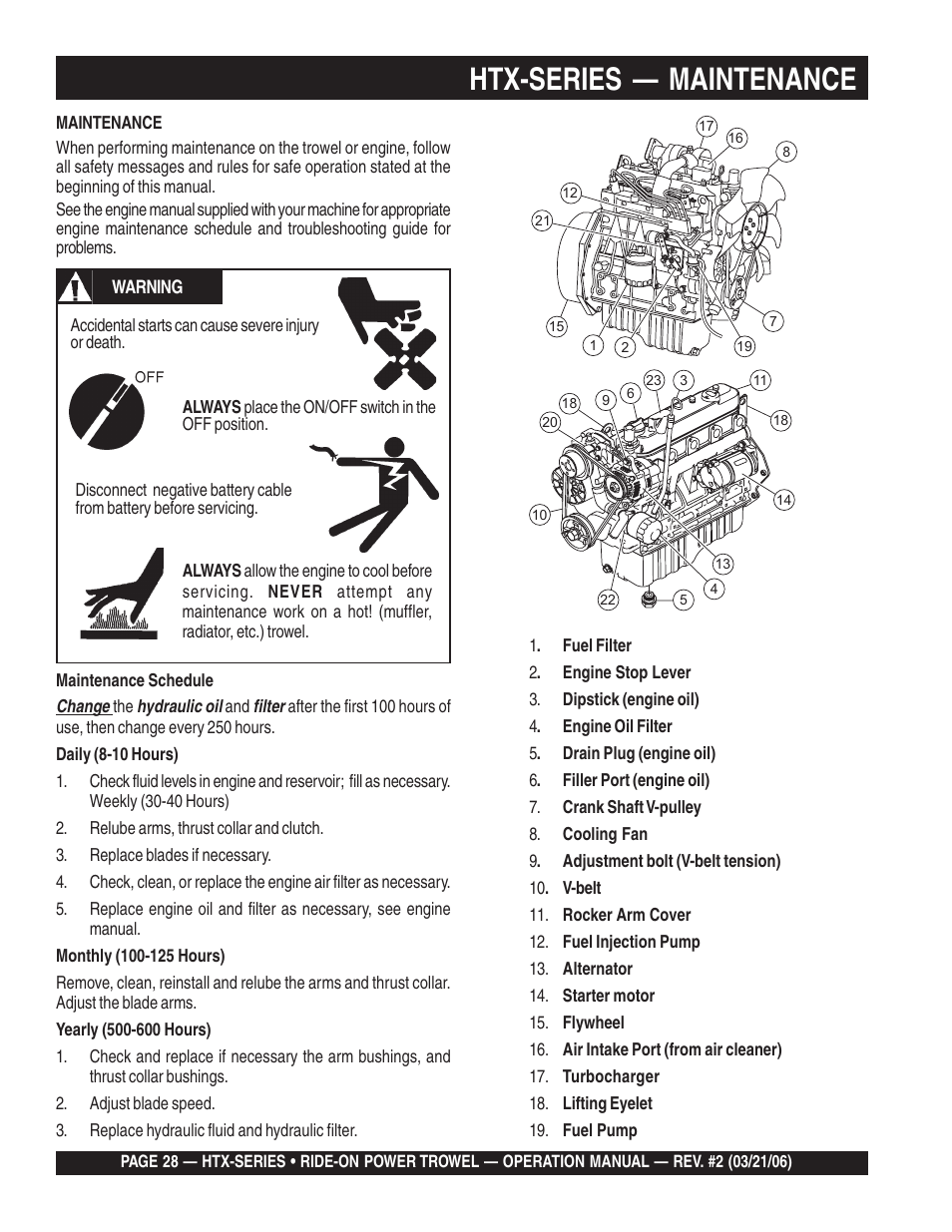 Htx-series — maintenance | Multiquip HTX44K4_K5 User Manual | Page 28 / 46