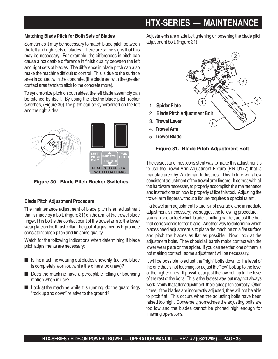 Htx-series — maintenance | Multiquip HTX44K4_K5 User Manual | Page 33 / 46