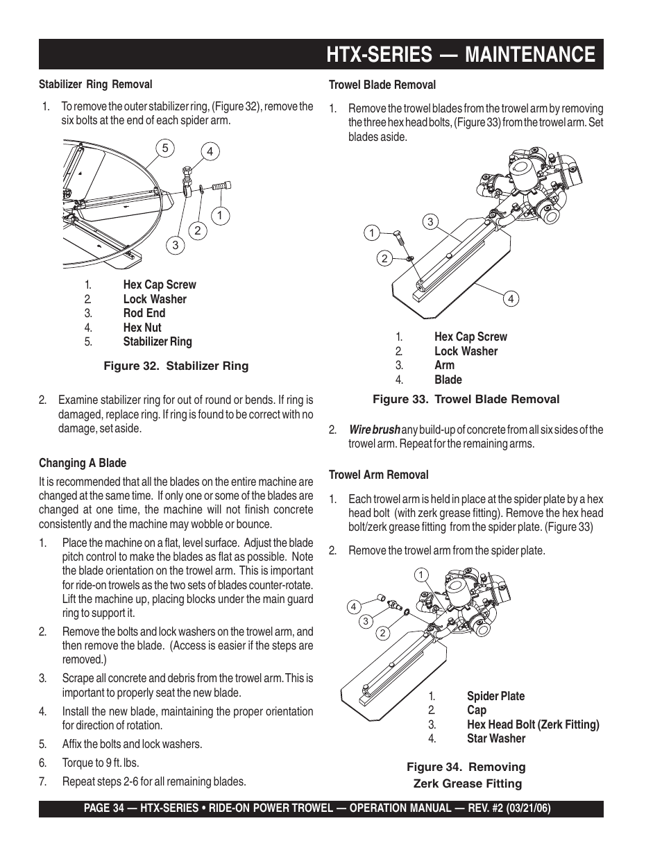 Htx-series — maintenance | Multiquip HTX44K4_K5 User Manual | Page 34 / 46