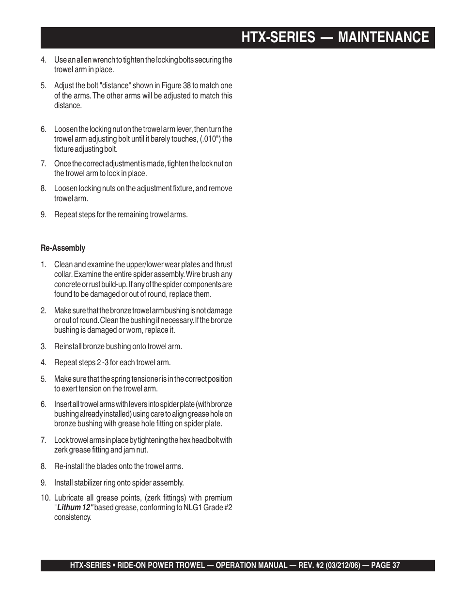 Htx-series — maintenance | Multiquip HTX44K4_K5 User Manual | Page 37 / 46