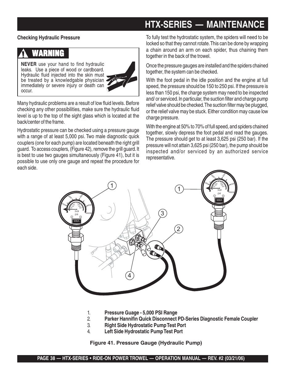 Htx-series — maintenance, Warning | Multiquip HTX44K4_K5 User Manual | Page 38 / 46