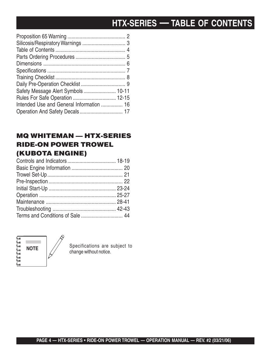 Multiquip HTX44K4_K5 User Manual | Page 4 / 46