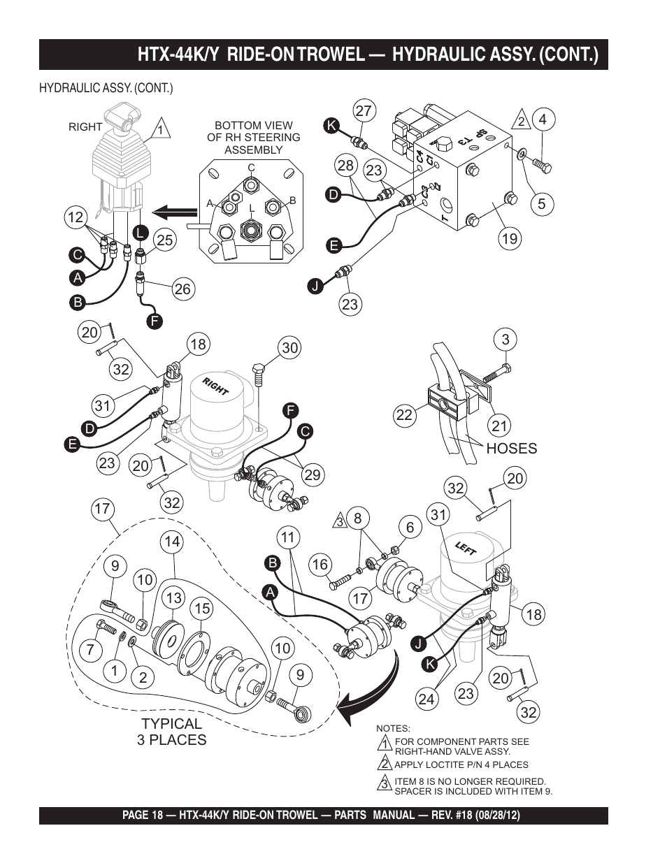 Htx-44k/y ride-on trowel — hydraulic assy. (cont.) | Multiquip HTX44K4_K5_Y4_Y5 User Manual | Page 18 / 74
