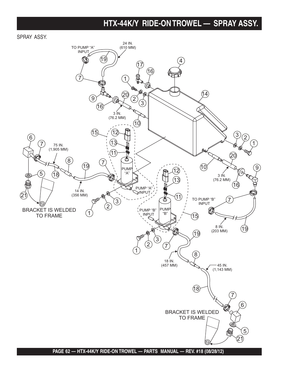 Htx-44k/y ride-on trowel — spray assy | Multiquip HTX44K4_K5_Y4_Y5 User Manual | Page 62 / 74