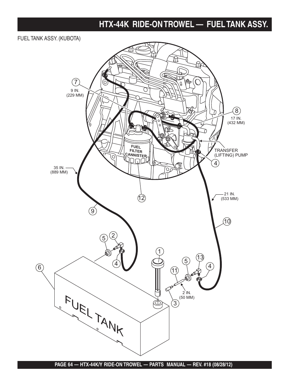 Fuel tank, Htx-44k ride-on trowel — fuel tank assy | Multiquip HTX44K4_K5_Y4_Y5 User Manual | Page 64 / 74