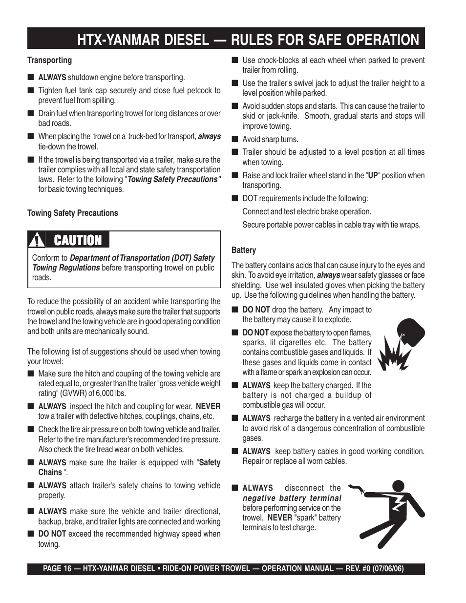 Htx-yanmar diesel — rules for safe operation, Caution | Multiquip HTX44Y5 User Manual | Page 16 / 50