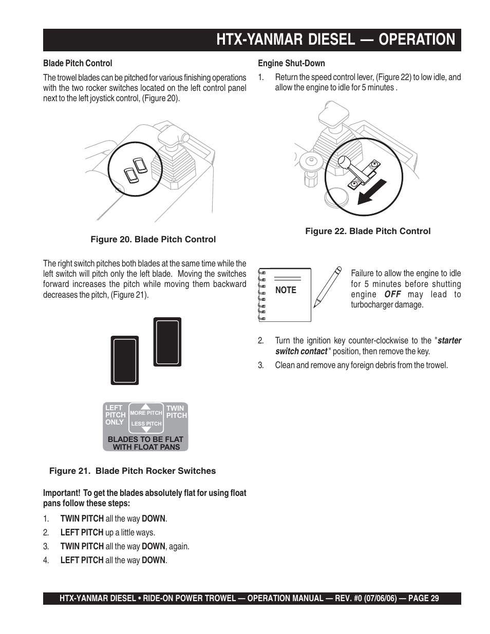 Htx-yanmar diesel — operation | Multiquip HTX44Y5 User Manual | Page 29 / 50