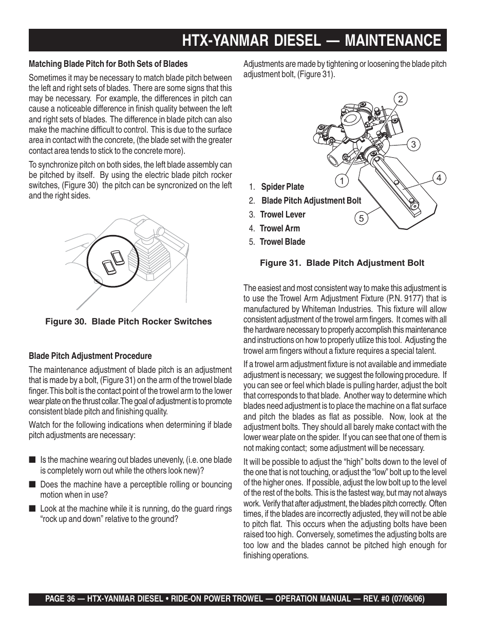 Htx-yanmar diesel — maintenance | Multiquip HTX44Y5 User Manual | Page 36 / 50