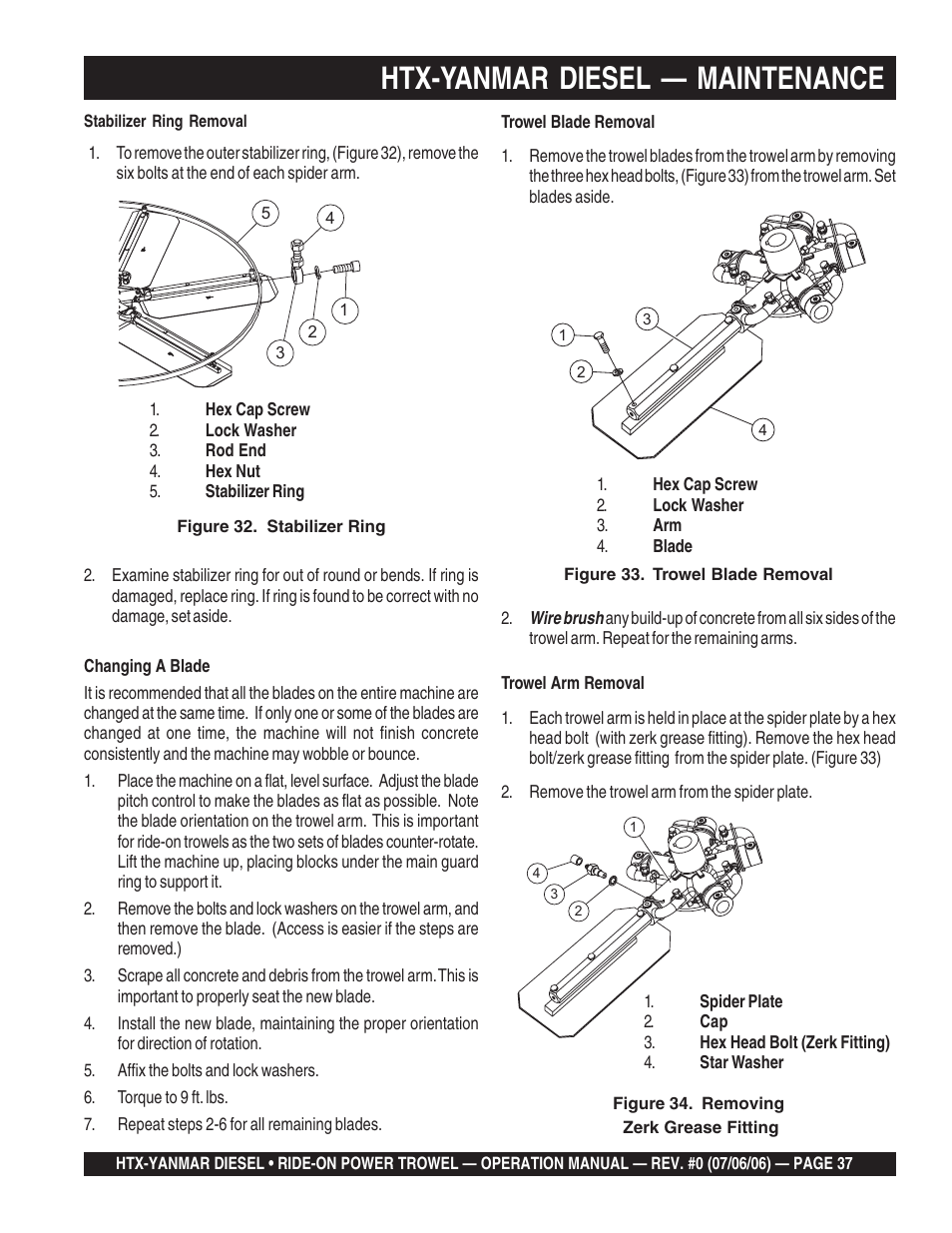 Htx-yanmar diesel — maintenance | Multiquip HTX44Y5 User Manual | Page 37 / 50