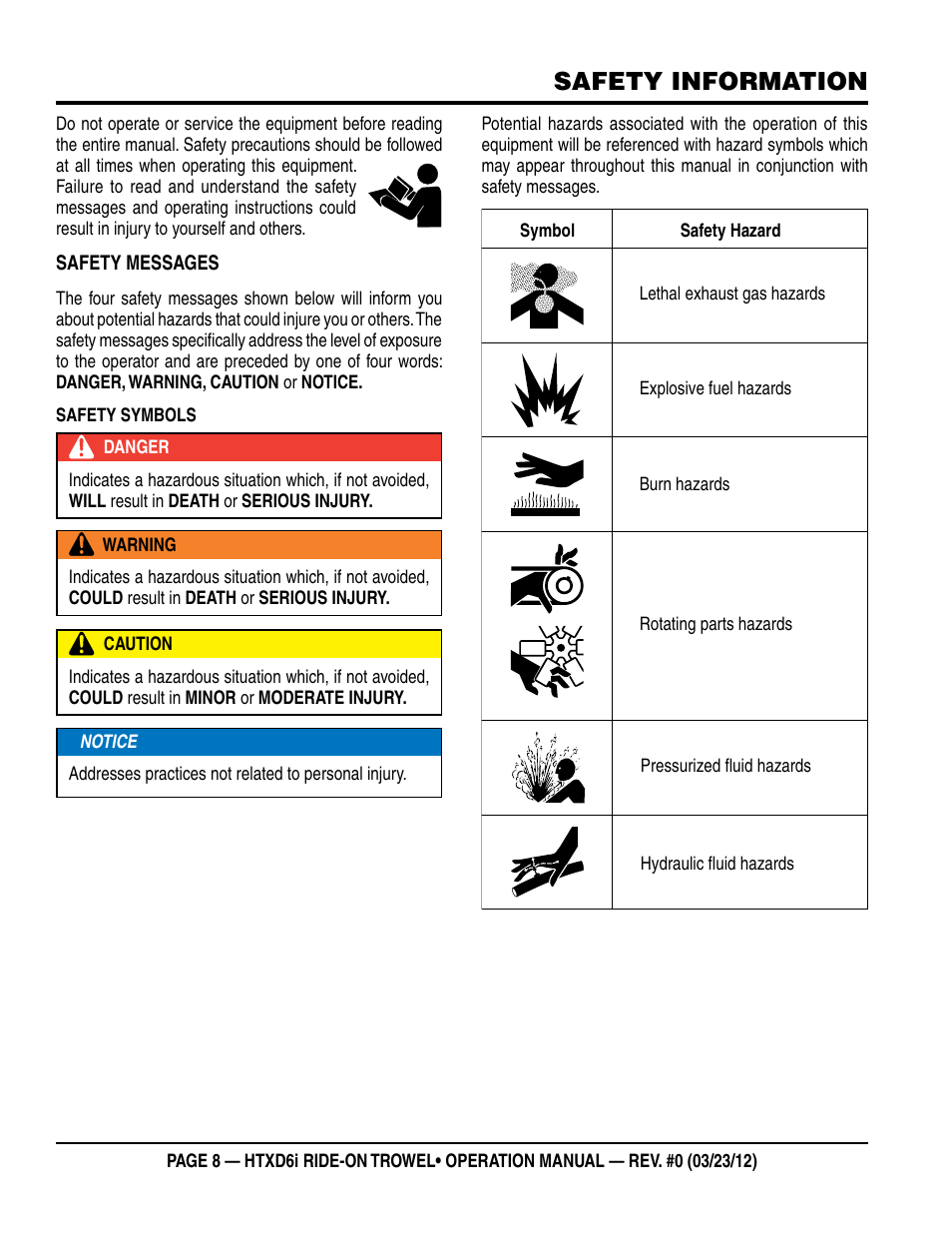 Safety information | Multiquip HTXD6i User Manual | Page 8 / 40
