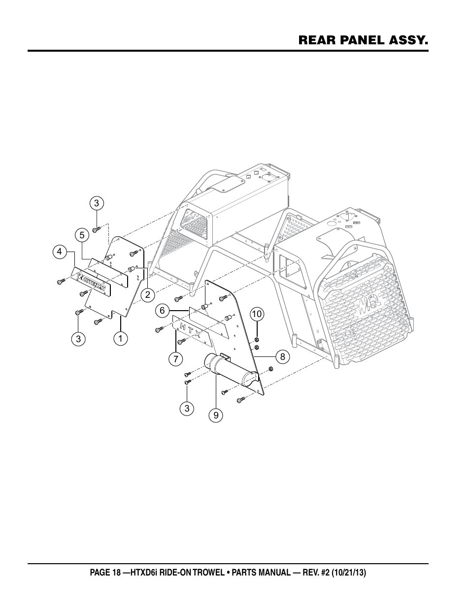 Rear panel assy | Multiquip HTXD6i User Manual | Page 18 / 104