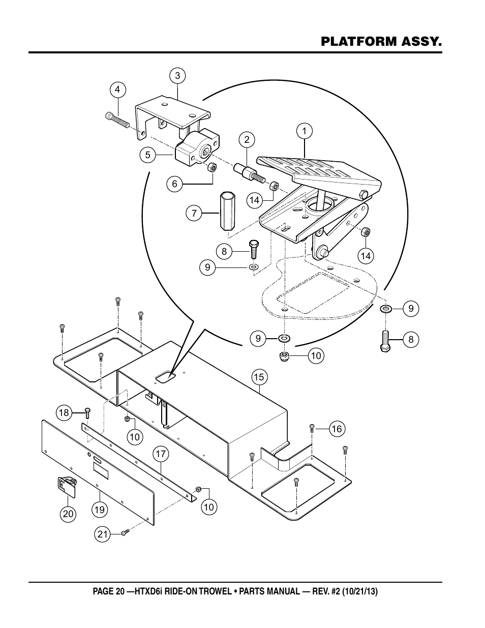 Platform assy | Multiquip HTXD6i User Manual | Page 20 / 104