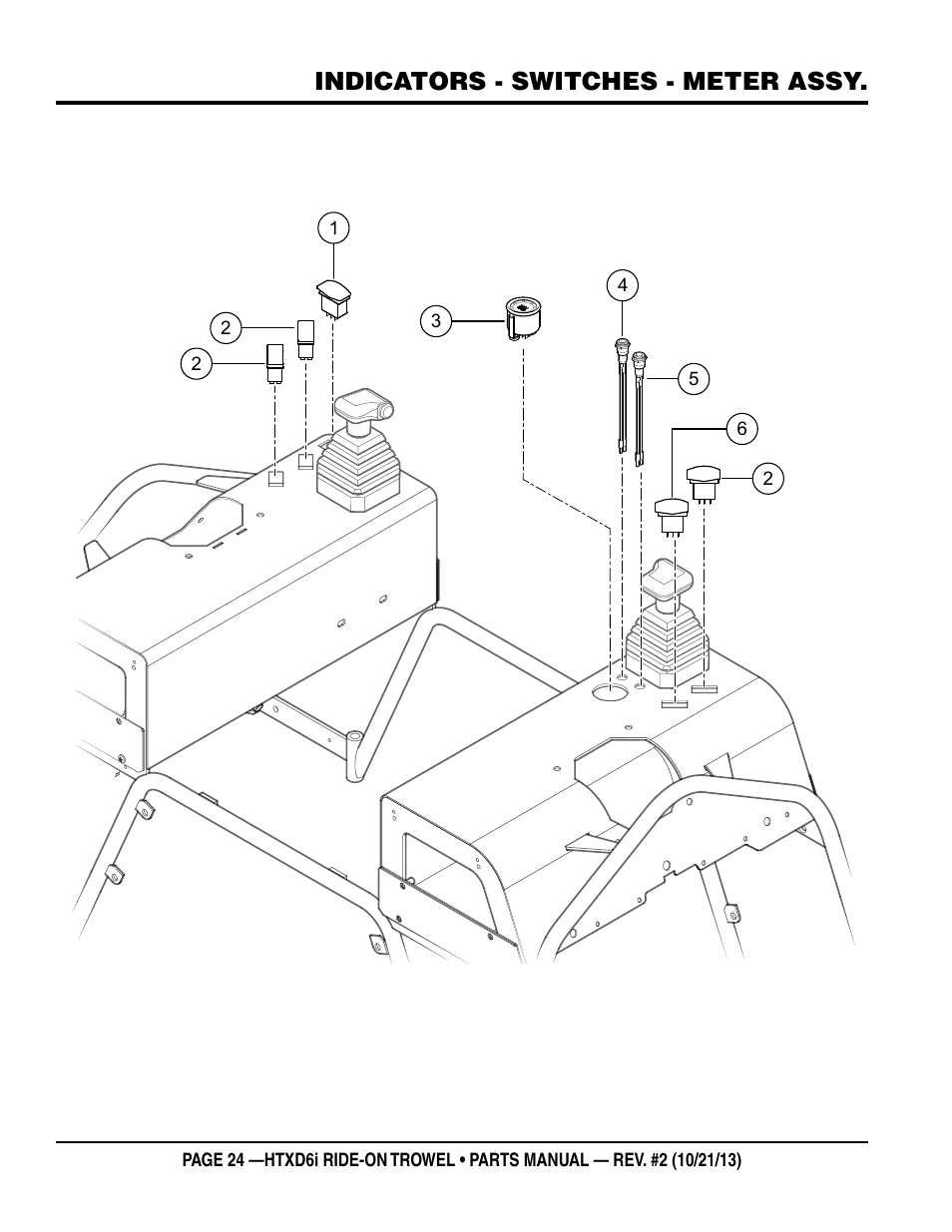 Indicators - switches - meter assy | Multiquip HTXD6i User Manual | Page 24 / 104