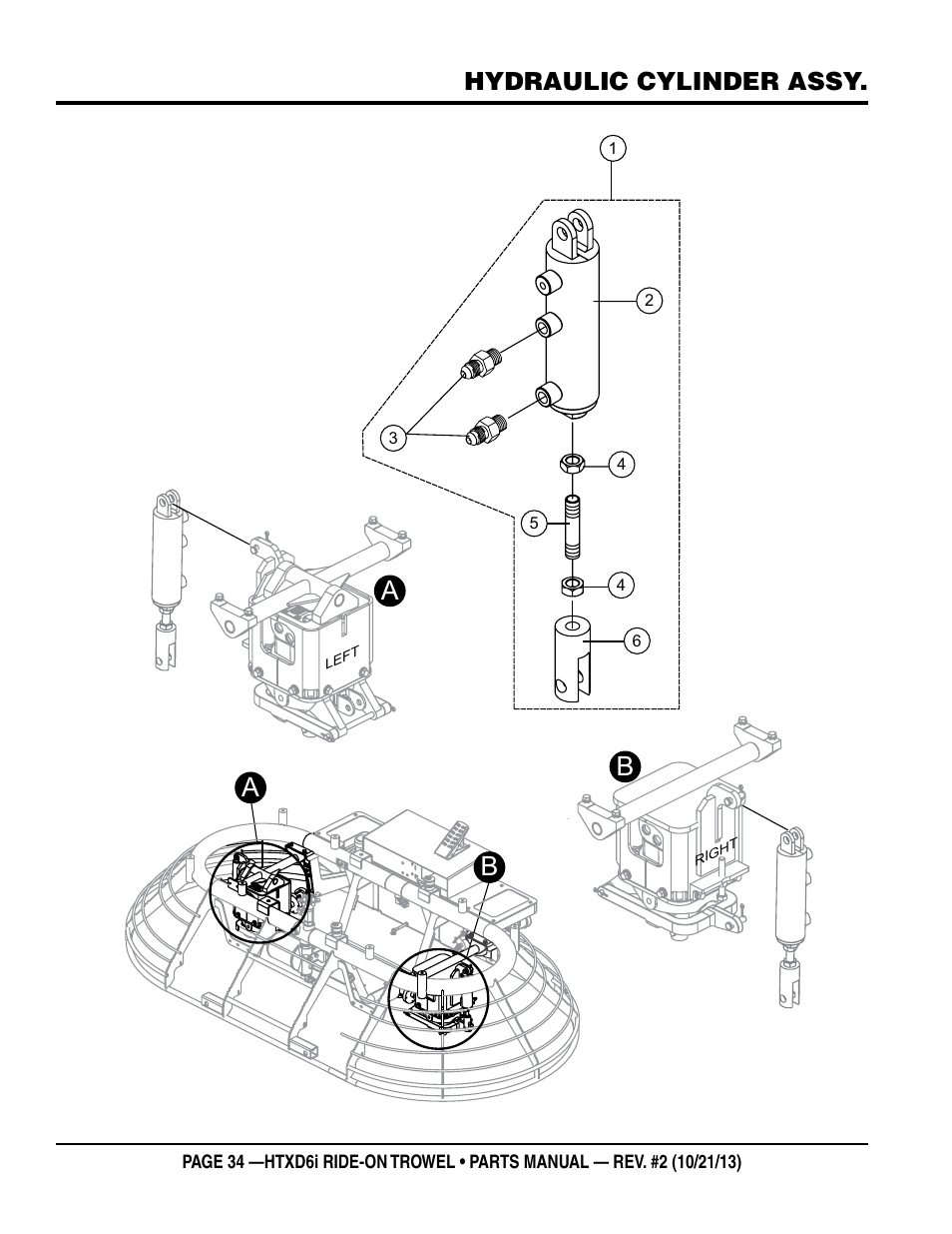 Ab a, Hydraulic cylinder assy | Multiquip HTXD6i User Manual | Page 34 / 104