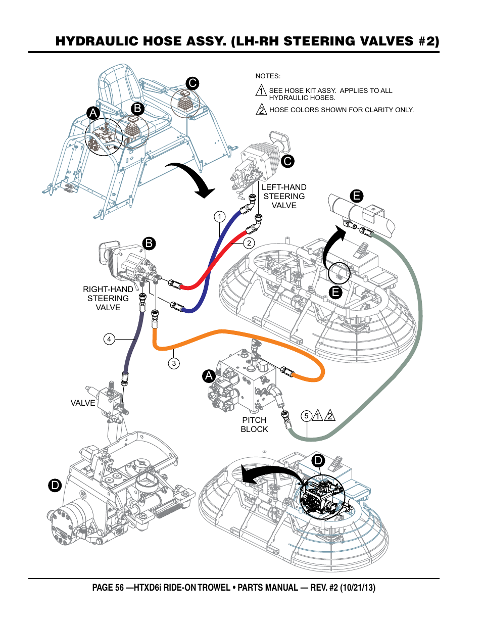 Hydraulic hose assy. (lh-rh steering valves #2) | Multiquip HTXD6i User Manual | Page 56 / 104