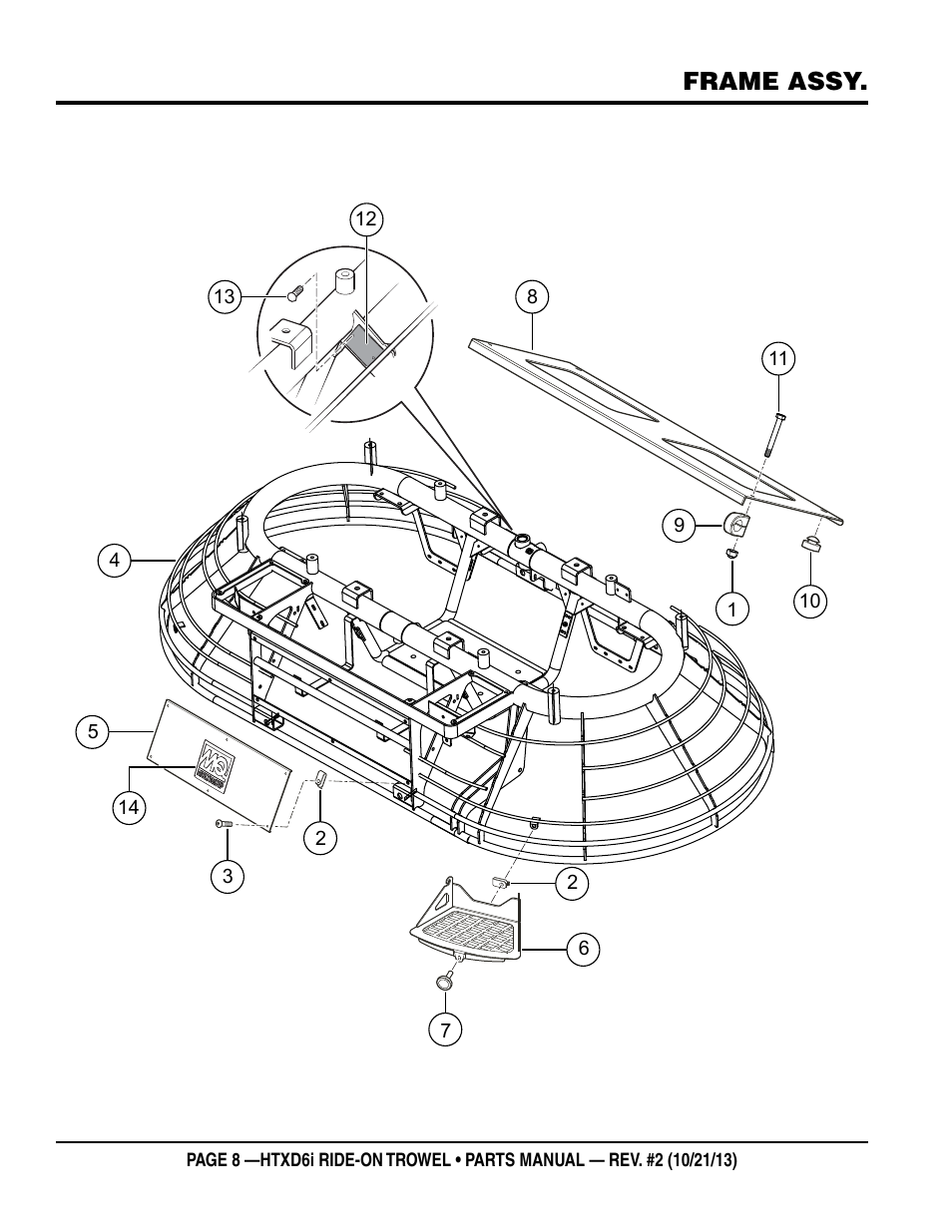 Frame assy | Multiquip HTXD6i User Manual | Page 8 / 104
