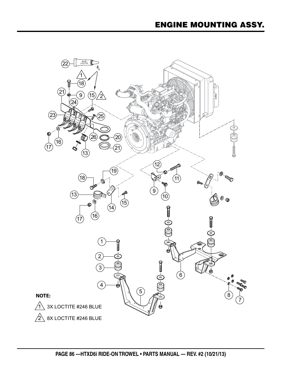 Engine mounting assy | Multiquip HTXD6i User Manual | Page 86 / 104