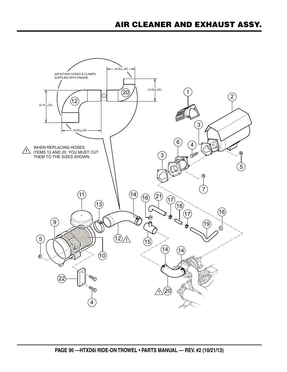 Air cleaner and exhaust assy | Multiquip HTXD6i User Manual | Page 90 / 104