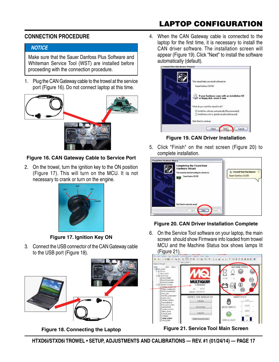 Wst – whiteman service tool, Connecting laptop to trowel, Laptop configuration | Multiquip STXD6i_Setup User Manual | Page 17 / 32