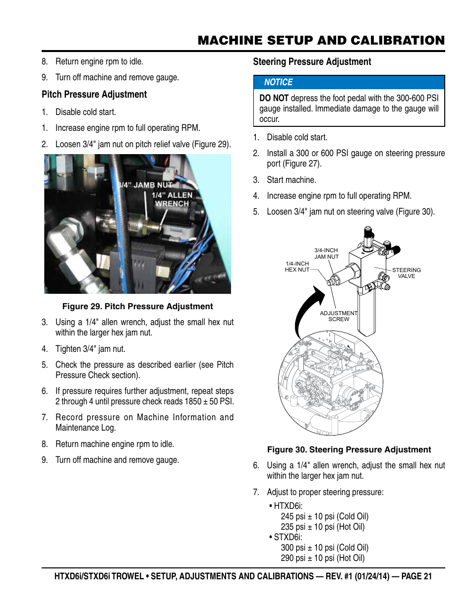 Machine setup and calibration | Multiquip STXD6i_Setup User Manual | Page 21 / 32