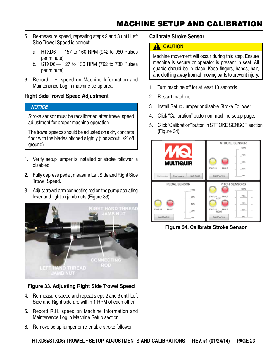 Machine setup and calibration | Multiquip STXD6i_Setup User Manual | Page 23 / 32