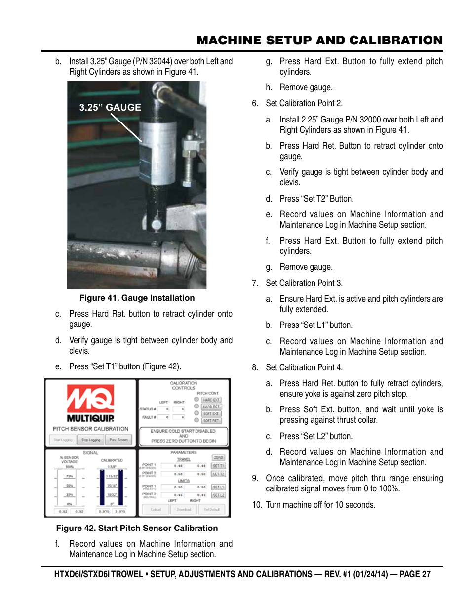 Machine setup and calibration | Multiquip STXD6i_Setup User Manual | Page 27 / 32