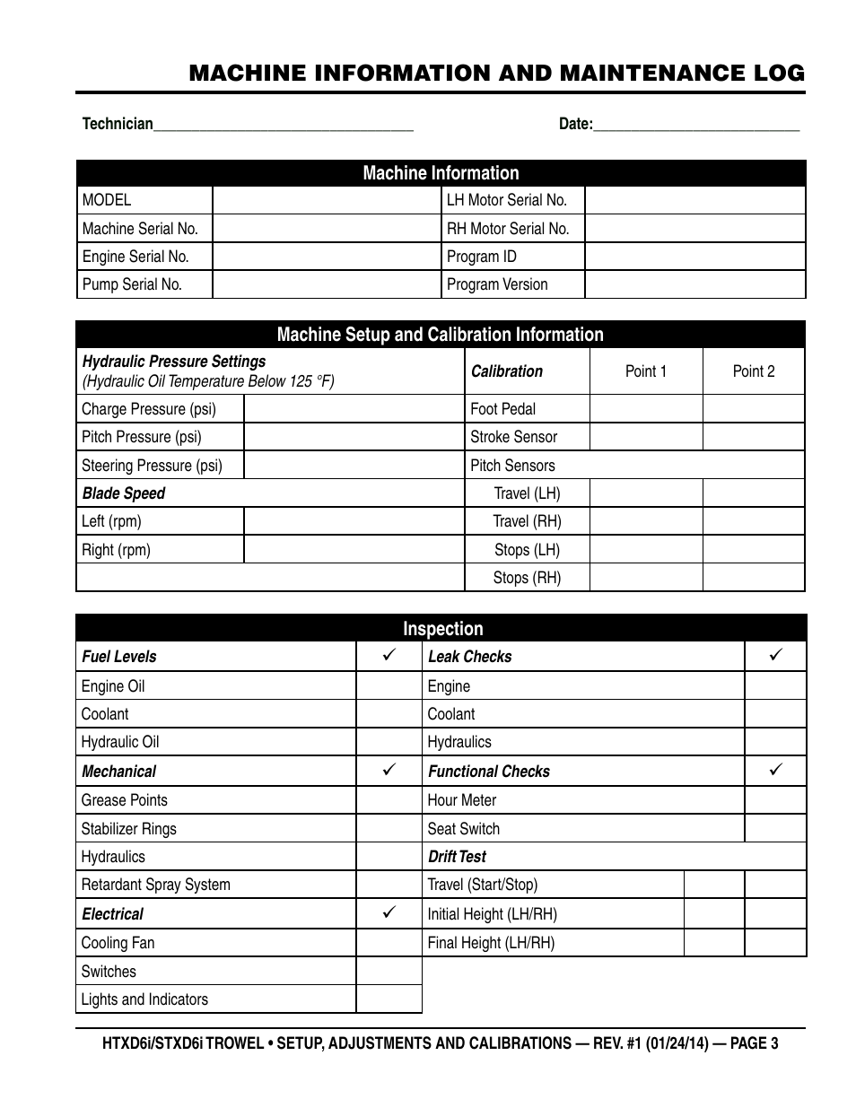 Machine information and maintenance log | Multiquip STXD6i_Setup User Manual | Page 3 / 32