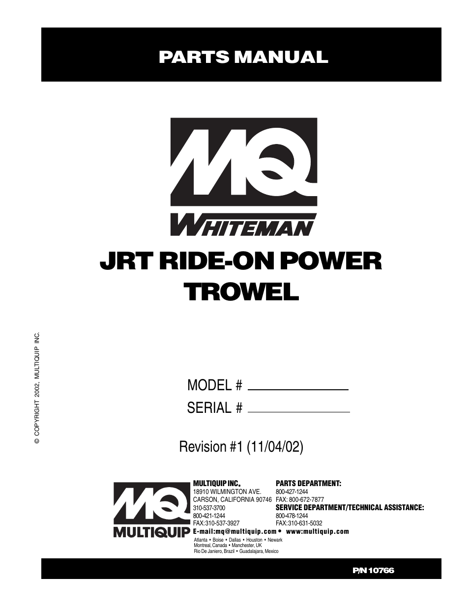 Multiquip JRT User Manual | 48 pages