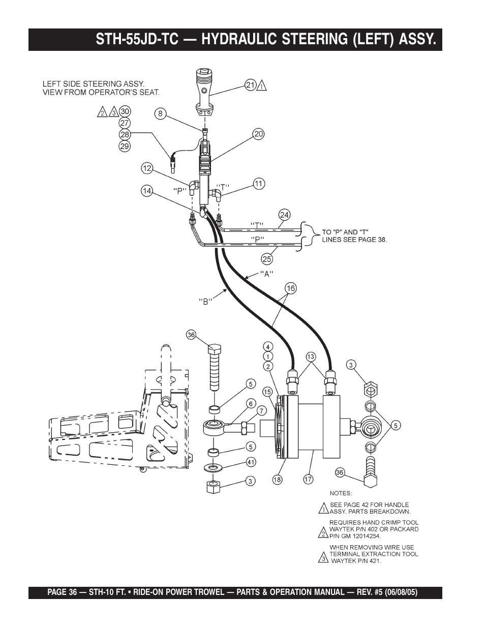 Sth-55jd-tc — hydraulic steering (left) assy | Multiquip STH User Manual | Page 36 / 86