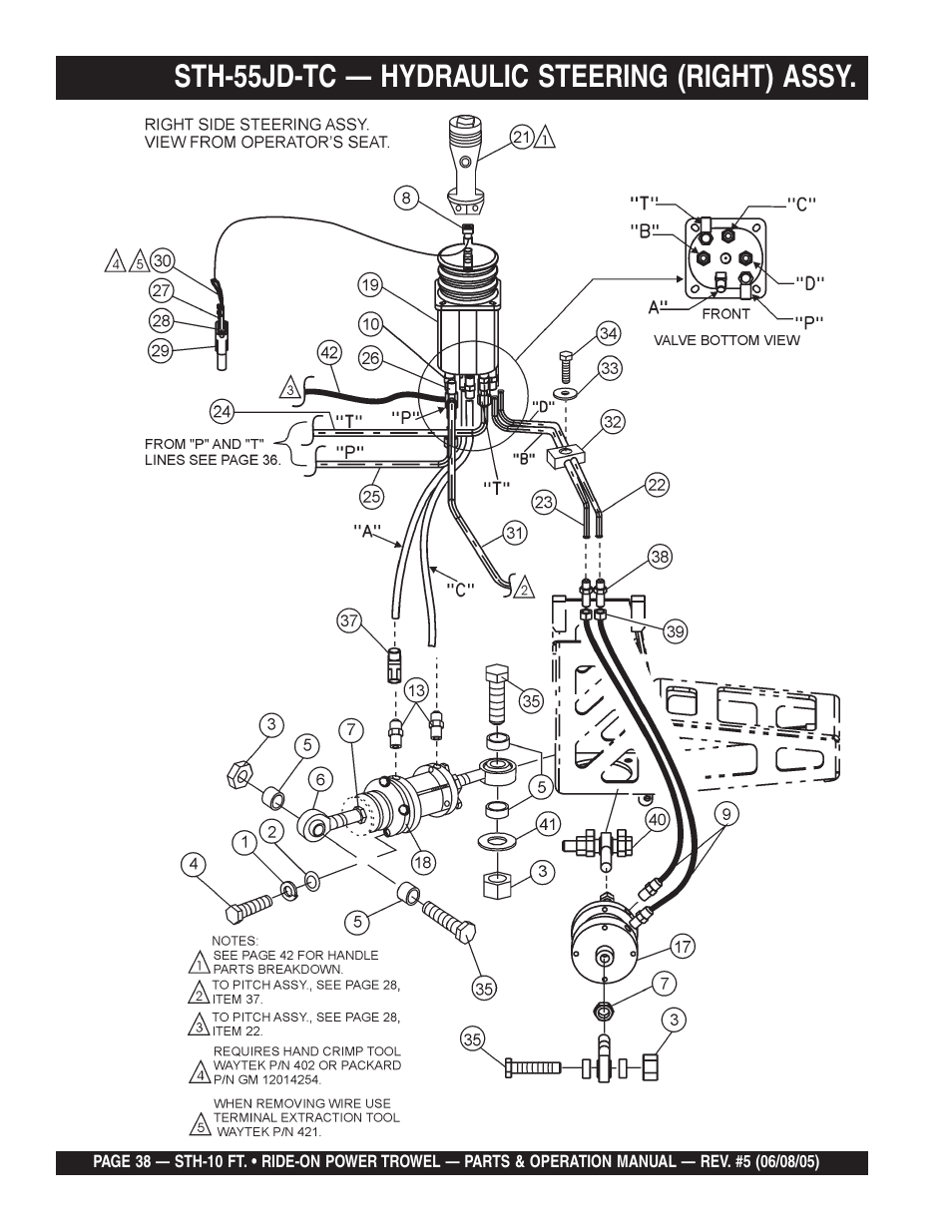 Sth-55jd-tc — hydraulic steering (right) assy | Multiquip STH User Manual | Page 38 / 86