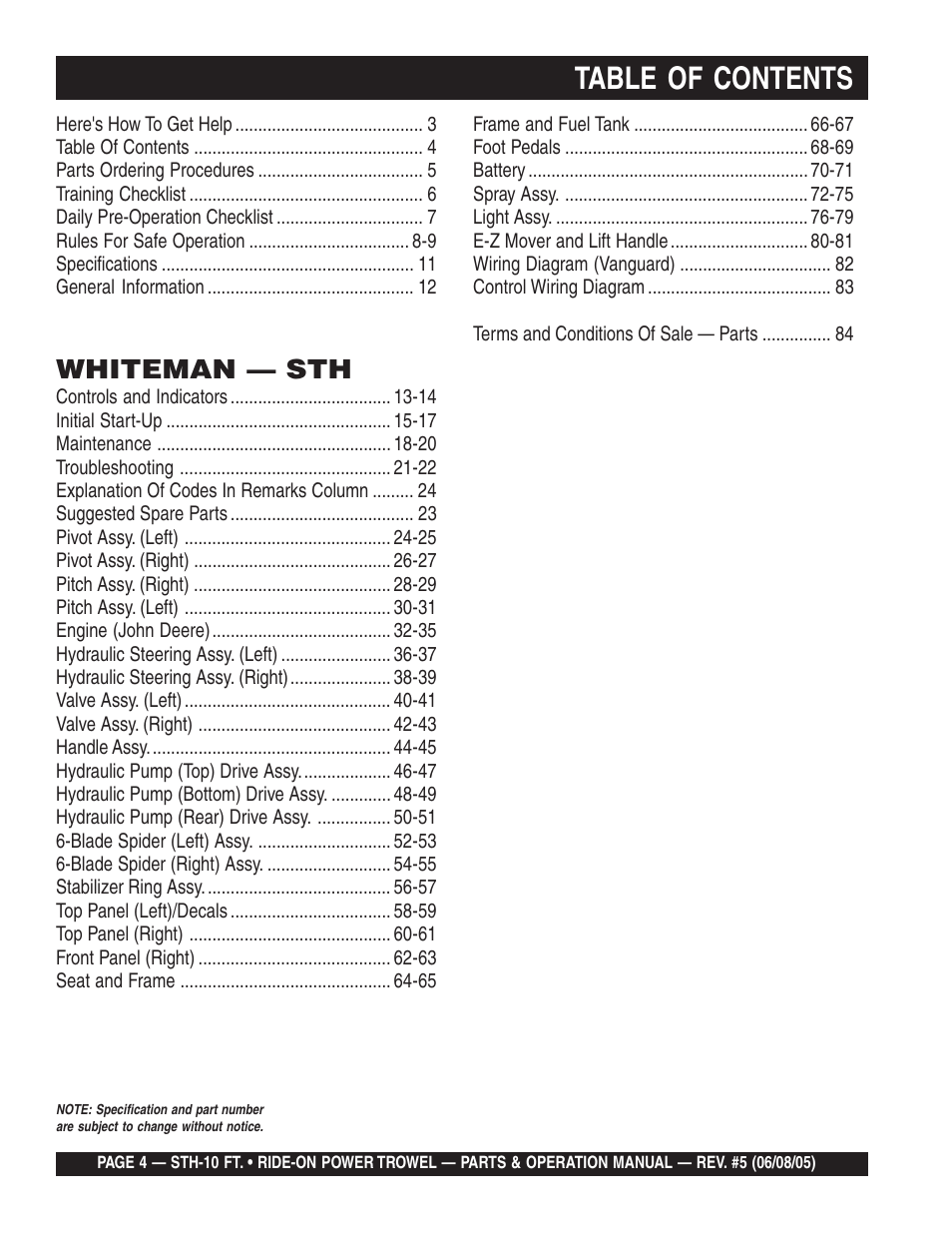 Multiquip STH User Manual | Page 4 / 86