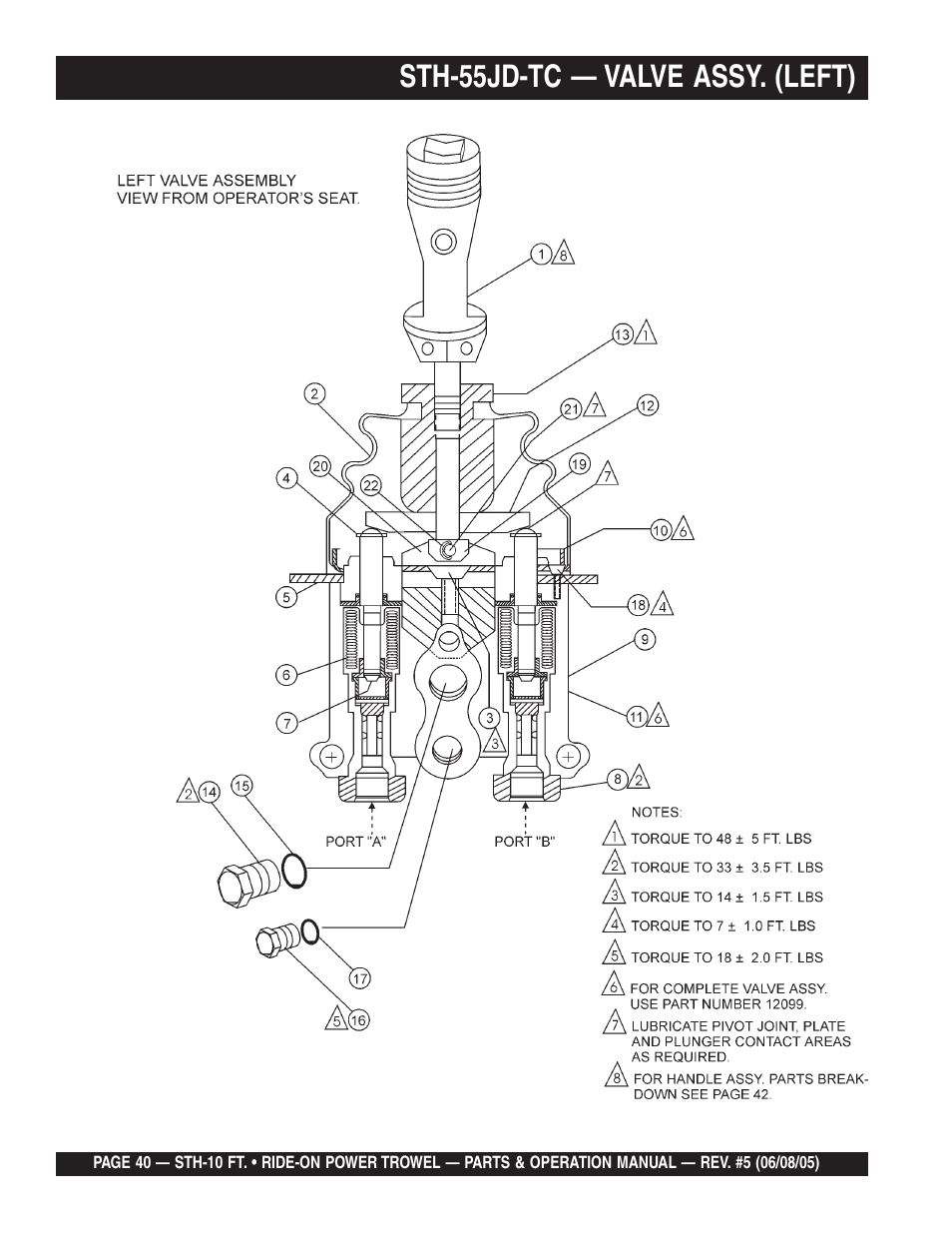 Sth-55jd-tc — valve assy. (left) | Multiquip STH User Manual | Page 40 / 86