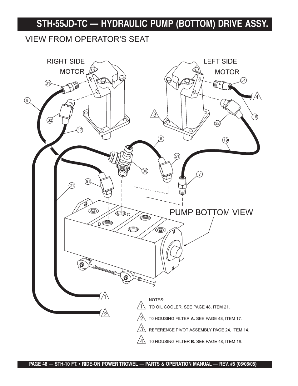 Sth-55jd-tc — hydraulic pump (bottom) drive assy | Multiquip STH User Manual | Page 48 / 86