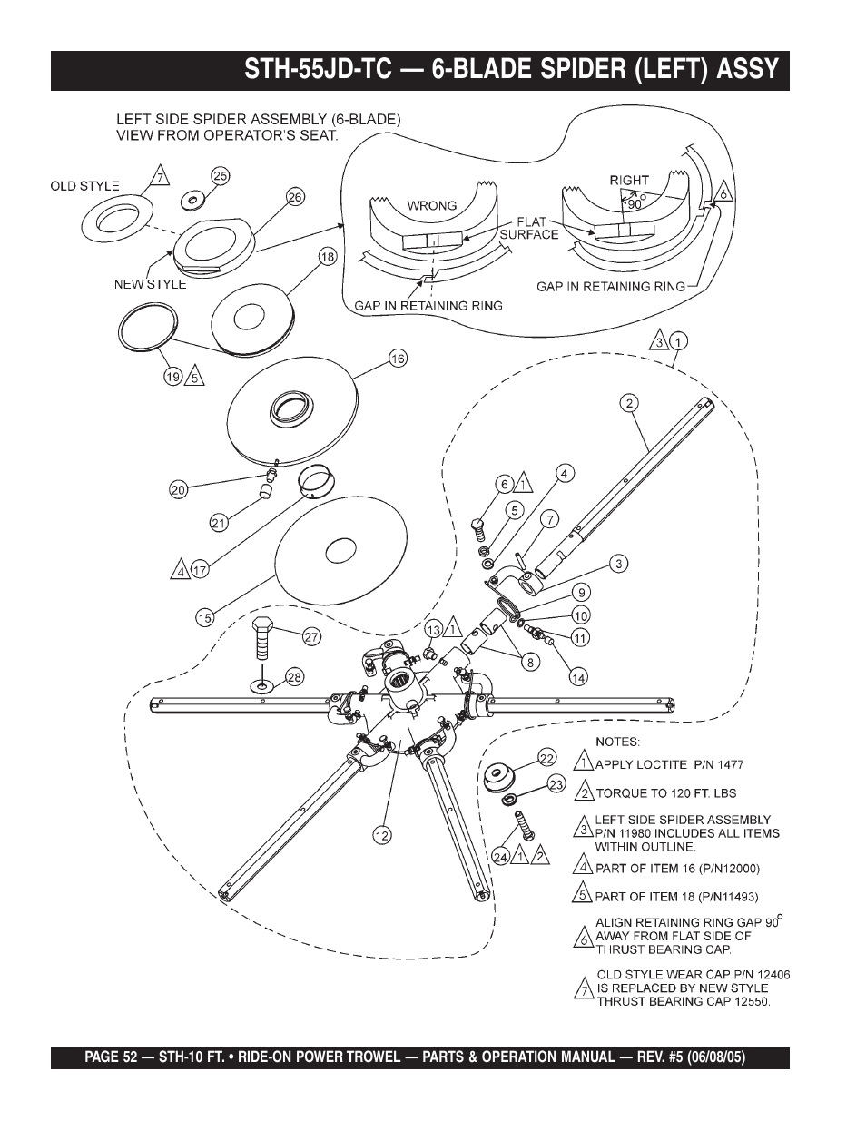Sth-55jd-tc — 6-blade spider (left) assy | Multiquip STH User Manual | Page 52 / 86