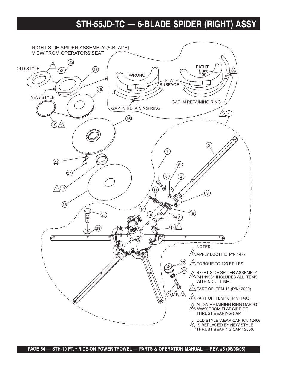 Sth-55jd-tc — 6-blade spider (right) assy | Multiquip STH User Manual | Page 54 / 86