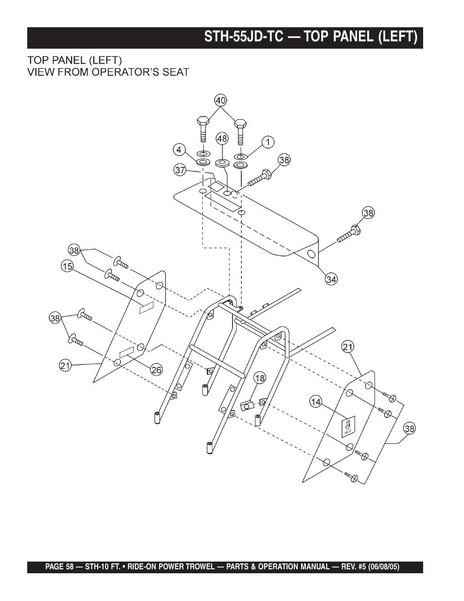 Sth-55jd-tc — top panel (left) | Multiquip STH User Manual | Page 58 / 86