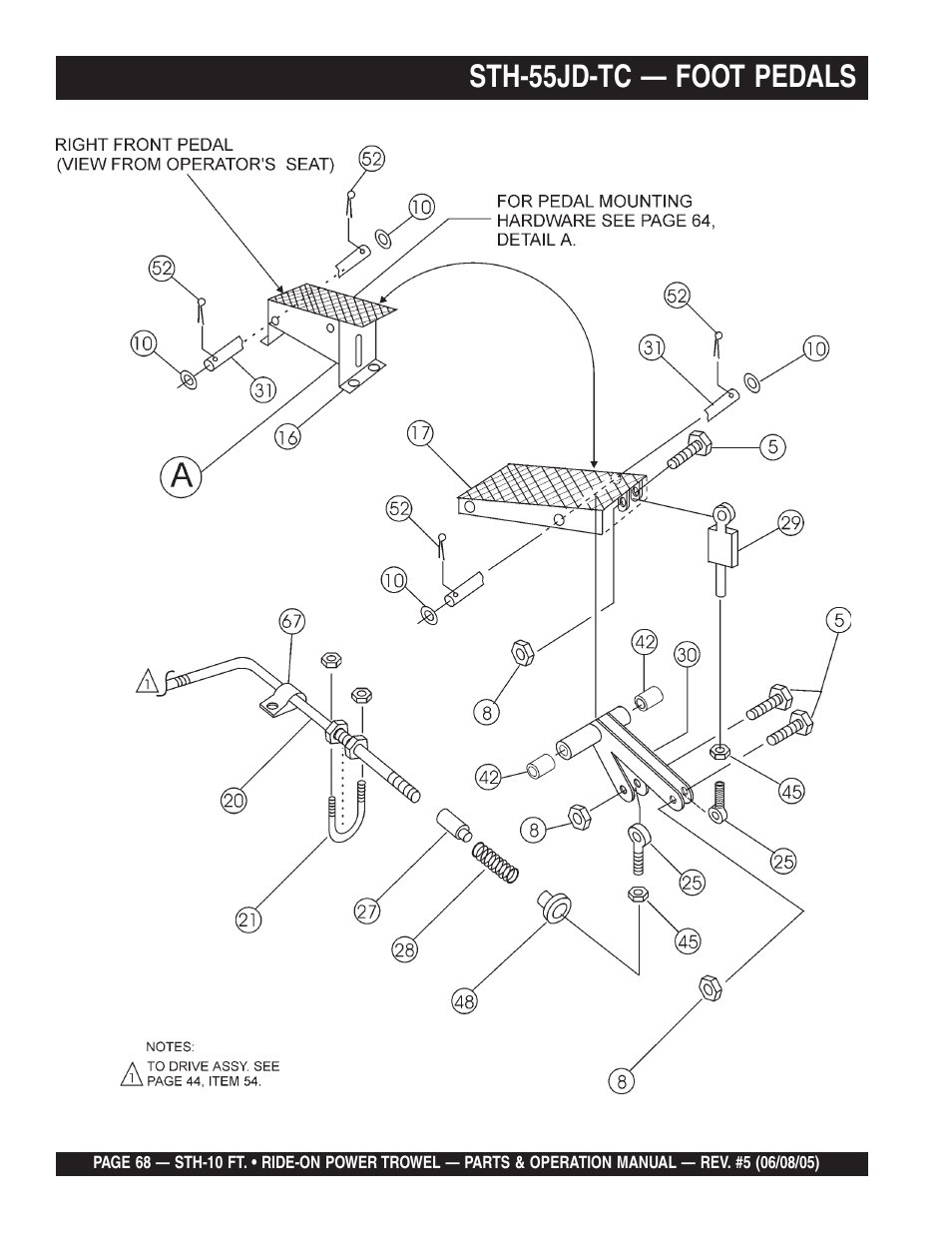 Sth-55jd-tc — foot pedals | Multiquip STH User Manual | Page 68 / 86