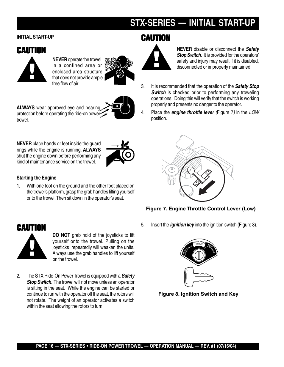 Stx-series — initial start-up, Caution | Multiquip STX55J6 User Manual | Page 16 / 30